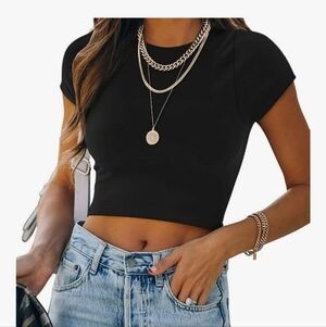 REORIA Women's Short Sleeve Double Lined Tee